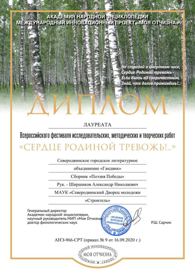 Гандвик_Всероссийский конкурс Сердце Родиной тревожь